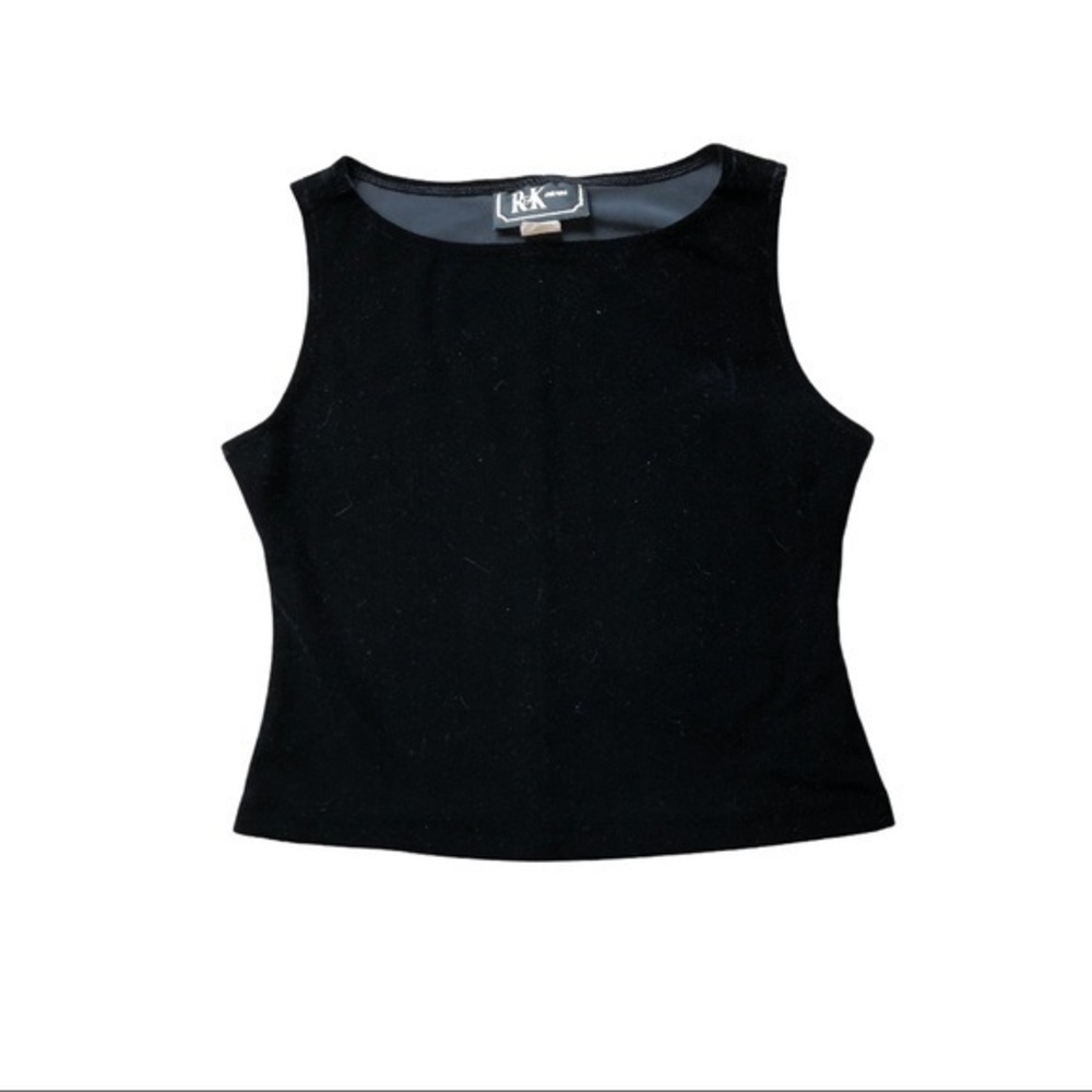 R and K evening, black velvet feel sleeveless top
